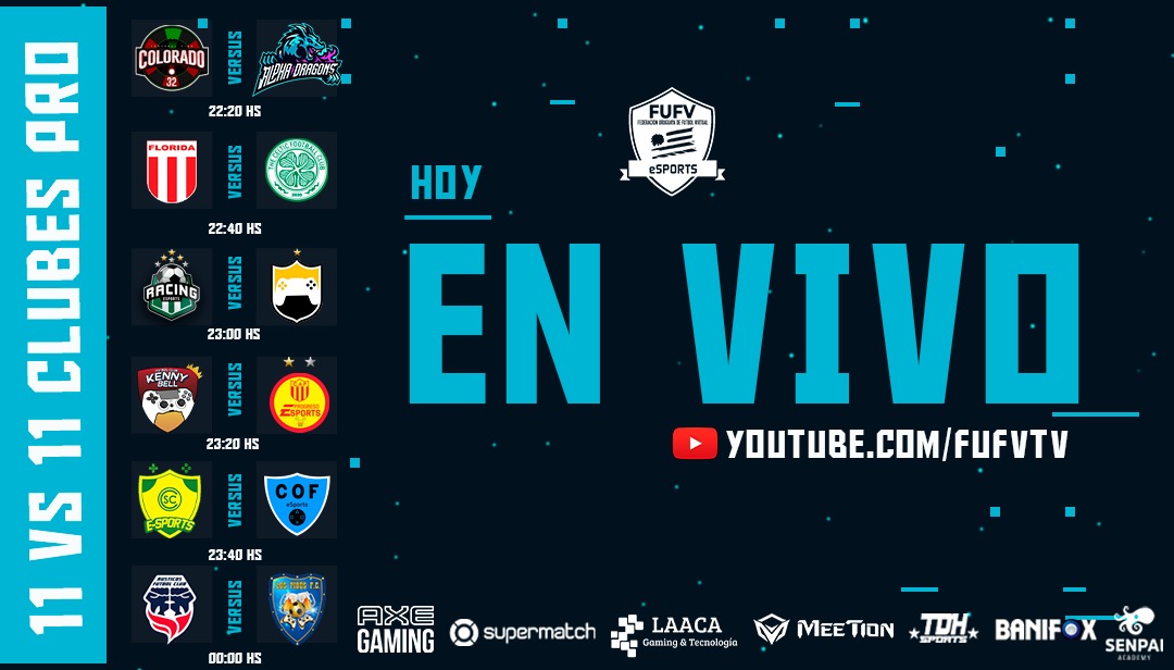 AUDVesports's tweet photo. Esta noche EN VIVO!! #FUFVTV⚽️⚽️
▶️📺https://t.co/HfOGAQvTy3

🔵@Colorado32Es vs @AlphaDragonsUy 
🔵@floridences vs @celtic_eSports 
🔵@RacingMeSports vs @esportcap 
🔵@CerritoeSports vs @eSportsOriental 
🟢@rusticos_fc vs @Lospibesfc1 

🎙️@DaroBuonomo14 @MarCar_74 @la_rondan https://t.co/RYbEzNvmY6
