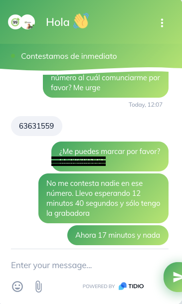 esuarezolmos's tweet photo. Espero que @99minutos me haga caso por aquí. ¿Día siguiente? El jueves un envío cumple 3 semanas de estar perdido. Ni por teléfono, ni en el sitio web, ni en la página de facebook he podido hablar con un humano. ESPERO que por lo menos lo tengan en alguna bodega. #99minutos https://t.co/eqlBnB8ujs