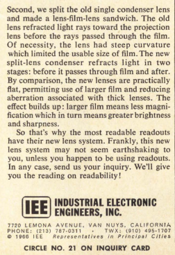 neat ad about an IEE display. they were miniature projectors!