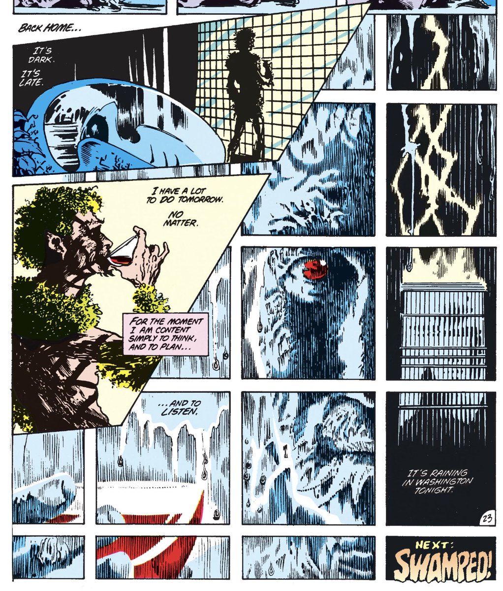 Finally, got-damn that is an outstanding circular story structure. Also, just realized I missed my chance to call Moore’s Swamp Thing prose “flowery” at the start of this thread. Damn.