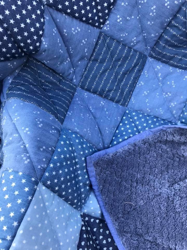 QuiltsforDreams's tweet photo. Excited to share the latest addition to my #etsy shop: Handmade patchwork quilted throw, denim look, quilted onto a textured fleece https://t.co/IkSdCH0iZE #blue #patchwork #no #polyester #denimblue #handmadequilt #quiltedthrow #patchworkquilt #bluepatchwork https://t.co/8QhwcFkgvY