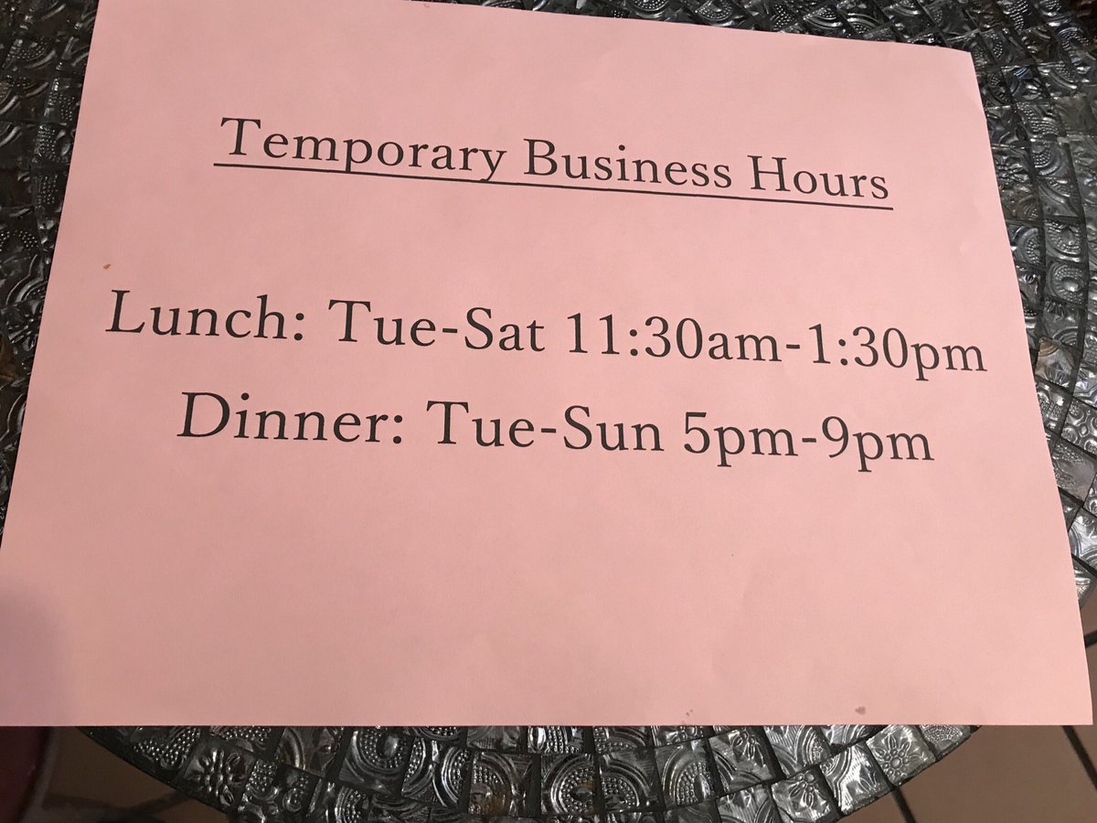 555goshi's tweet photo. New temporary business hours effective as of today. https://t.co/2Yog2TG7Hc