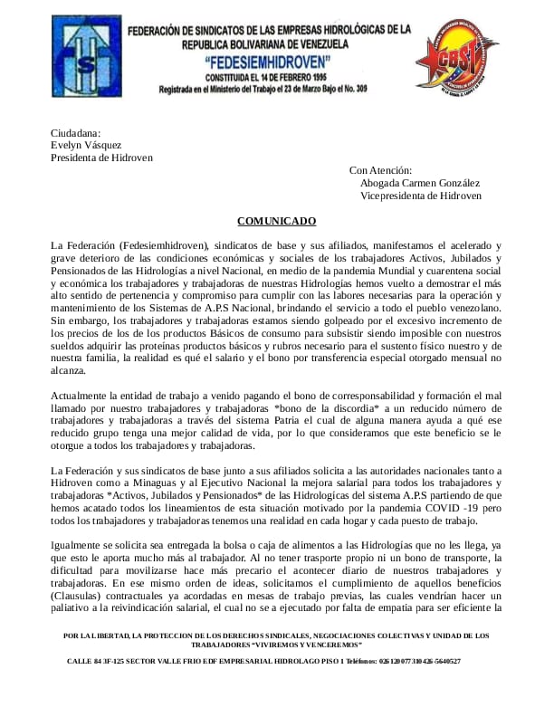 vlenttini's tweet photo. Los trabajadores de las hidrológicas piden mejoras en sus beneficios contractuales @NestorLReverol @NicolasMaduro @drodriven2 https://t.co/9WuwaAYoxj