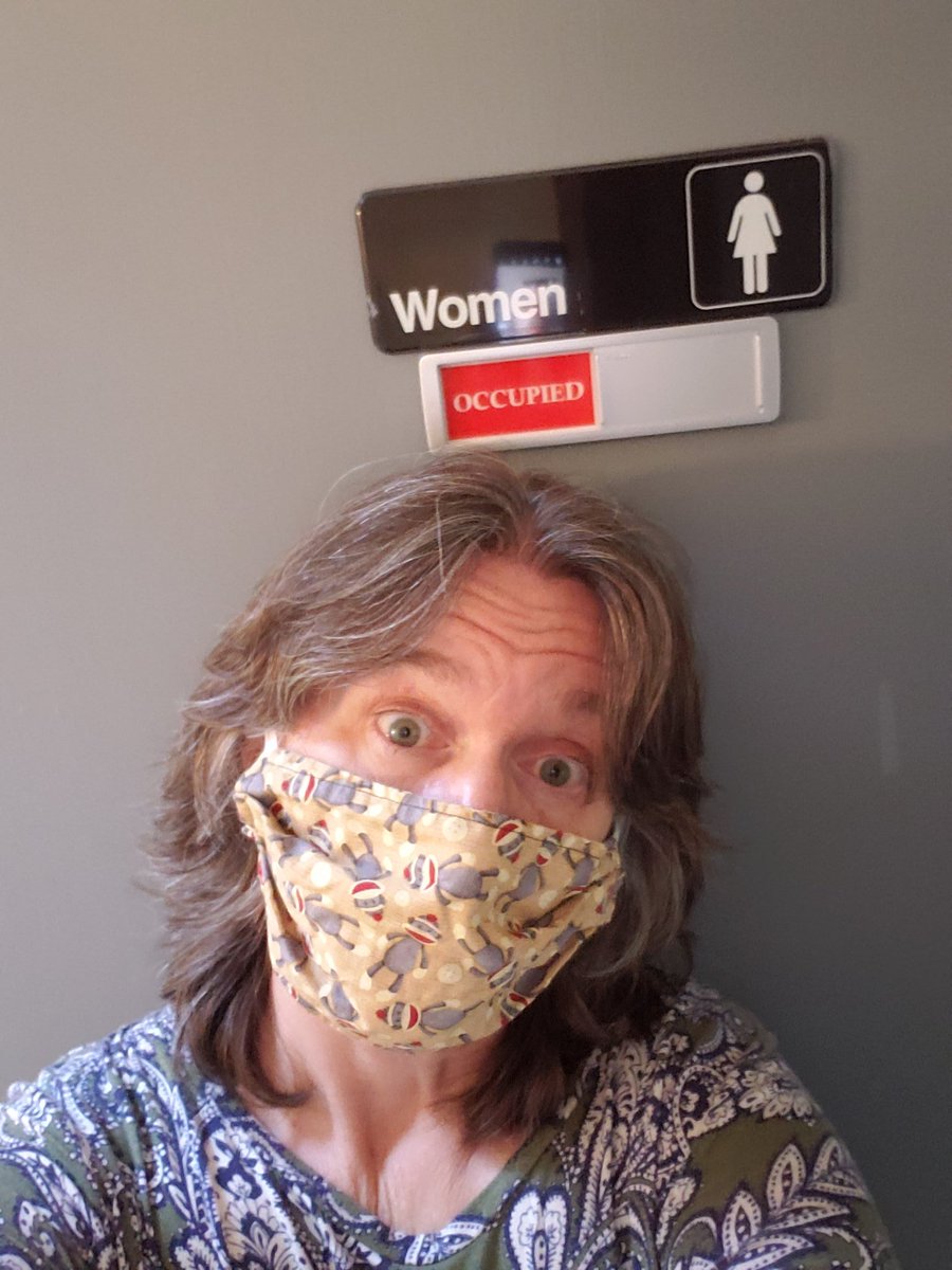MaryMix99's tweet photo. When it's been "Occupied" for an hour, what do you do? Struggling with new precautions as the office reopens! #knockknock #anybodyinthere #alsoguilty #shouldIbeworried https://t.co/O7pwChvmcd
