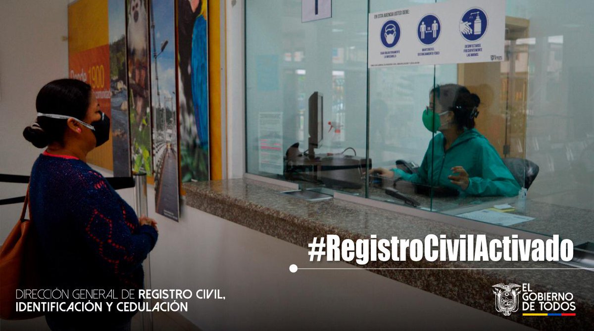 MontenegroGoldi's tweet photo. .@RegistroCivilec mantiene protocolos de salud y seguridad en todas sus agencias. Recuerda respetar el distanciamiento físico y el uso de mascarillas. Juntos cuidamos la salud de los usuarios y funcionarios. #RegistroCivilActivado https://t.co/ODuAt4gW7G