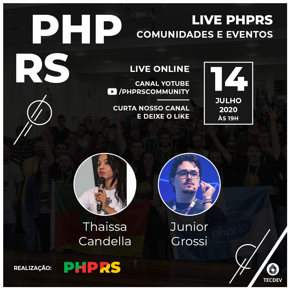 phprs's tweet photo. Tchêê.. nossa primeira live oficial já tem data marcada!
Assunto bacana e essas feras para nos alegrar com suas companias!
@ThaissaCandella e @junior_grossi 😍😍😍
E o melhor de tudo, vai ser transmitido pelo canal do phprs no youtube!
Te inscreve lá vivente e não perde essa! https://t.co/cJO5jVdpVO
