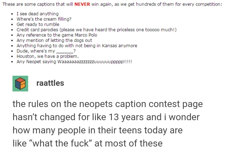 18. i love that certain corners of neopets are artifacts of the early 2000s... the online fossil record