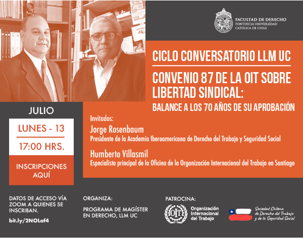 SCHDTSS's tweet photo. Todos invitados al conservatorio: "CONVENIO 87 DE LA OIT SOBRE LA LIBERTAD SINDICAL. BALANCE A LOS 70 AÑOS DE SU APROBACIÓN".

Invitados: Jorge Rosenbaum, Humberto Villasmil.

Lunes 13 de julio, 17 hrs. (zoom)

inscripciones acá: https://t.co/hCPClOW3U2 https://t.co/iAadlh8c6b