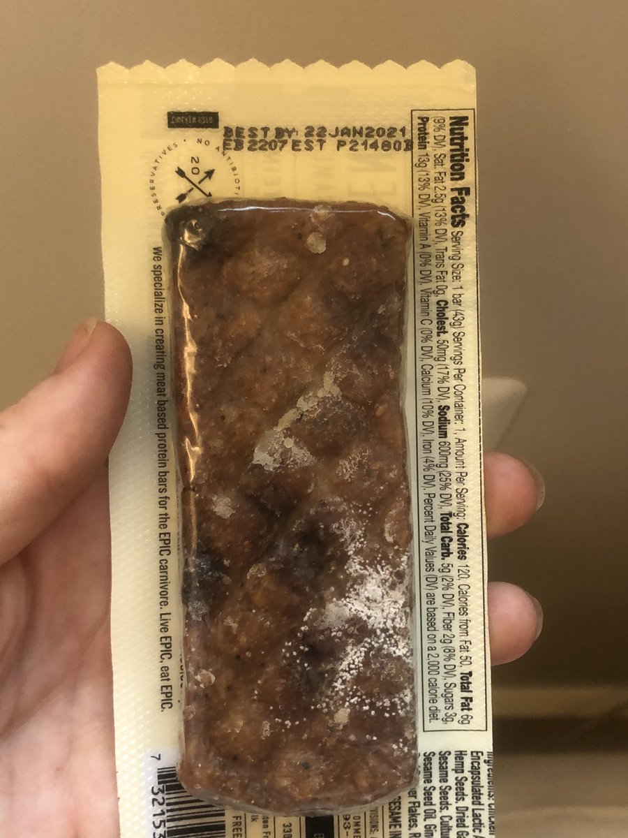 erinvabney's tweet photo. @EPICbar my bf bought this bar at @WholeFoods today - didn’t see the mold until we got home. #concerning  @WholeFoodsPR https://t.co/7nQeXCJent