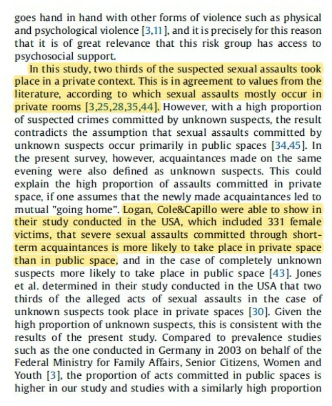 Dalam kajian lain (2020), dilaporkan bahawa 2/3 daripada 850 wanita di Jerman yang menerima gangguan seksual telah berlaku secara "private" (bersendirian antara lelaki & wanita)
