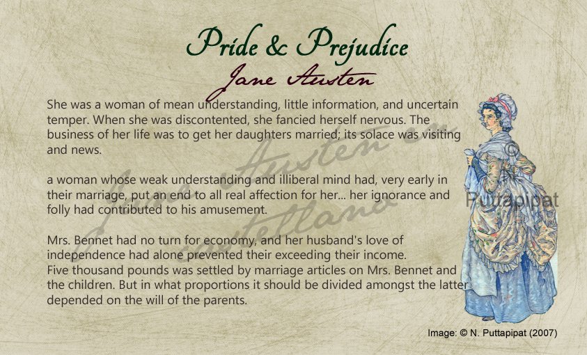 JAcastellano's tweet photo. #PrideandPrejudice #Orgulloyprejuicio #JaneAusten #MrsBennet la #SraBennet Imagen de: @Himmapaan #NateePuttapipat. Con demora para la lectura de la novela en el club de #JASMX y aquí está la segunda postal. #LeyendoconJASMX https://t.co/9cgy0gqTbr