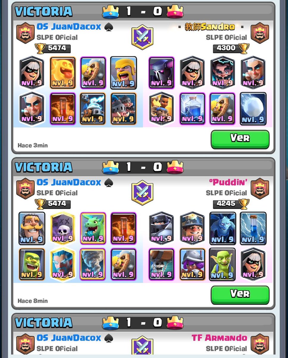 3-0 en <a href="/GkrLeagues/">GKR Leagues</a> contra <a href="/INTZ/">INTZ</a> 
2-0 en <a href="/SLE_Individual/">SuperLigasEgamers Individual🇵🇪</a> 
3-0 en <a href="/SuperLigasEGS/">Super Ligas eGamers</a> contra <a href="/TeamFusionPE/">Team Fusioᴎ</a>  

Para un 8-0 chill 🔥💯.

Seguimos con todo <a href="/OlimpoSquad/">Olimpo Squad⚡️</a>.