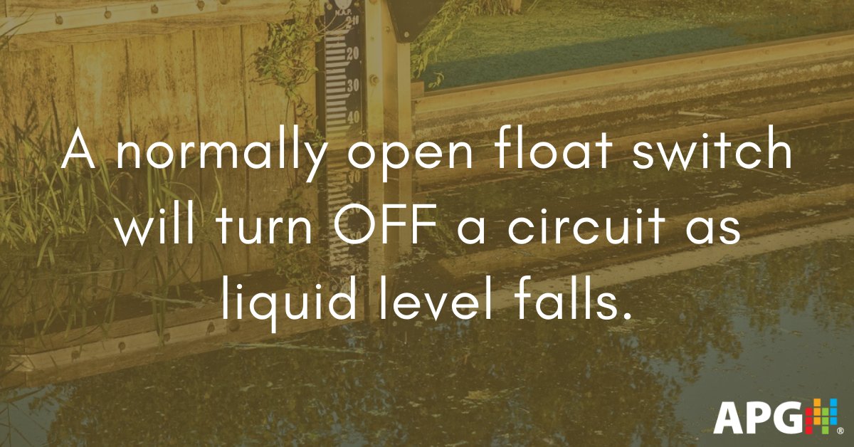 apgsensors's tweet photo. A normally open switch will turn OFF a circuit as liquid level falls. For example, if you need to turn off an emptying pump when the level in a tank or reservoir gets too low, then you would use a normally open switch.
https://t.co/NF7noA7tni.
#APG #normallyopen #floatswitch https://t.co/CBdfhRJfng