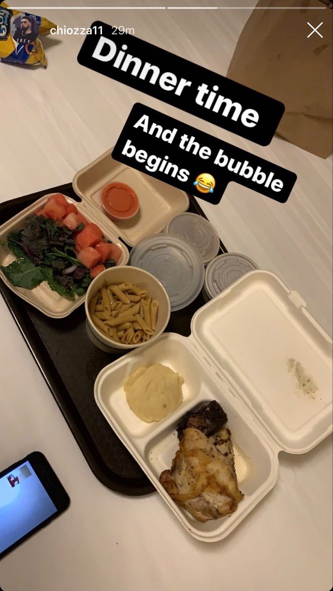 BR_NBA's tweet photo. Chris Chiozza shows off the main course for dinner inside the NBA bubble.

(via @Chiozza11) https://t.co/8bKDUhKUIa