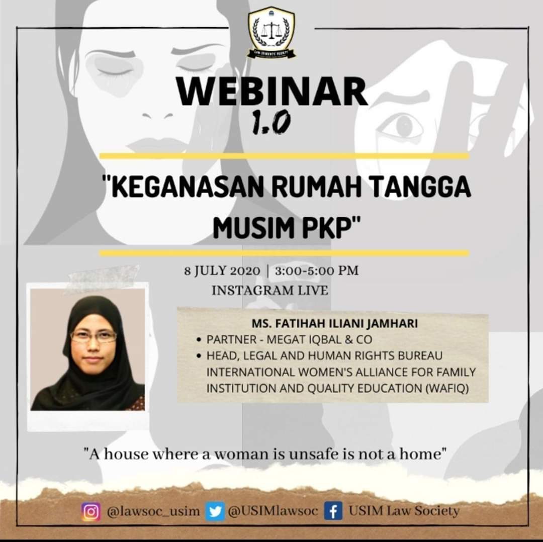 DrRafidahHanim's tweet photo. Petang ini bersama @FatihahJamhari , Ketua Biro Undang-undang dan Hak Asasi #WAFIQ di Instagram @USIMLawSoc.

3-5 pm

@usim 
@PMFSU_USIM 
@MPPUSIM https://t.co/hGiwr94X5G