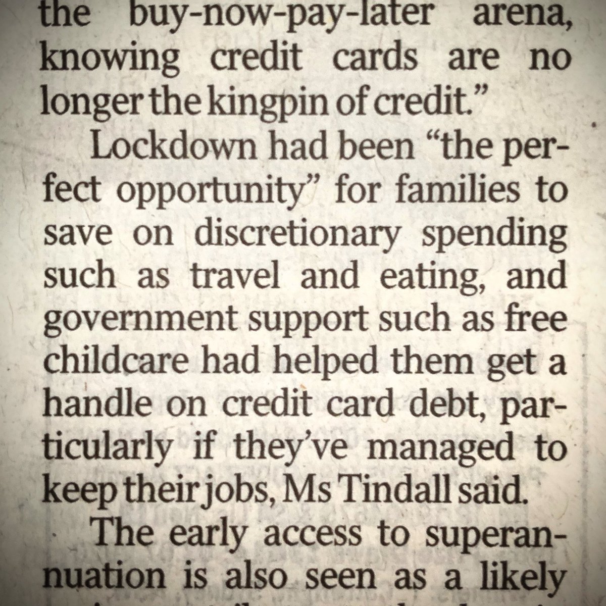 ChrisMannolini's tweet photo. The #COVID19au lockdown has been an opportunity to cut down on discretionary spending such as “eating”. Perhaps a missing word here. #bringbacksubs #ausmedia https://t.co/DUW1hrTifa