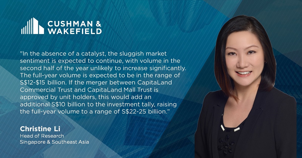 cushwakeAsia's tweet photo. Preliminary investment volume in commercial real estate in Singapore took a downturn in 1H 2020. What can #CRE investors expect for the second half of 2020? #CWExpert Christine Li shares her outlook >> https://t.co/9Y077E6FKP #investments https://t.co/2LGUqyv6LI
