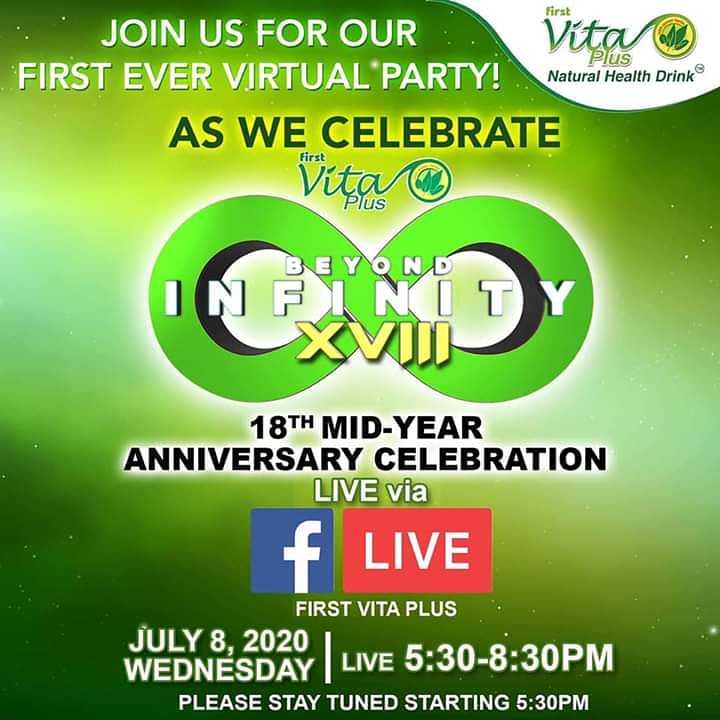 FvpHealthy's tweet photo. Join us for our first ever virtual party!!

Happy 18th Mid - Year Anniversary First Vita Plus!! Thank you Maam Doyee and Sir Soc for the great opportunity!! Certified First Vita Plus Dealer!! 

See you later guys!! https://t.co/sgWdtJcktb