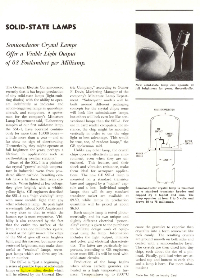 ooh, and now GE has a competing solid-state lamp! (august '67)