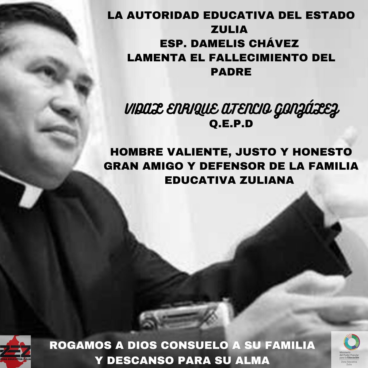 Despedimos a un gran amigo, vuele alto Padre Vidal <a href="/DamelisChavez/">@DamelisChavezPSUV</a> @OmarPrietoGob <a href="/DilmaChavezRan1/">Dilma Chavez Rangel</a> <a href="/NicolasMaduro/">Nicolás Maduro</a> #ZuliaDeLuto