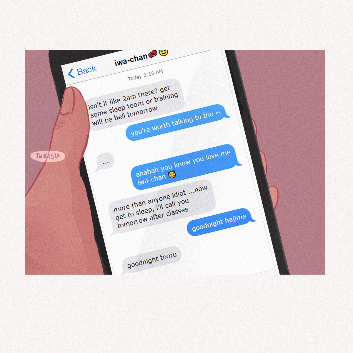 tnkisu's tweet photo. distance makes the heart grow fonder or whatever 🥺💓 aka iwaoi thoughts at 2am https://t.co/13mxUaZxye