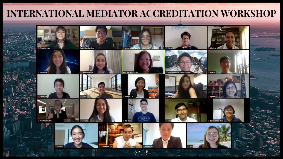 SageMediation's tweet photo. Together, we did it again. Sage recently held its second International Mediator Accreditation Workshop (IMAW) online, welcoming participants from Egypt, Japan, India, France, Thailand, USA, and Singapore. Read more: https://t.co/GAKd3FdjFw #mediation https://t.co/LUGf6jXp9n
