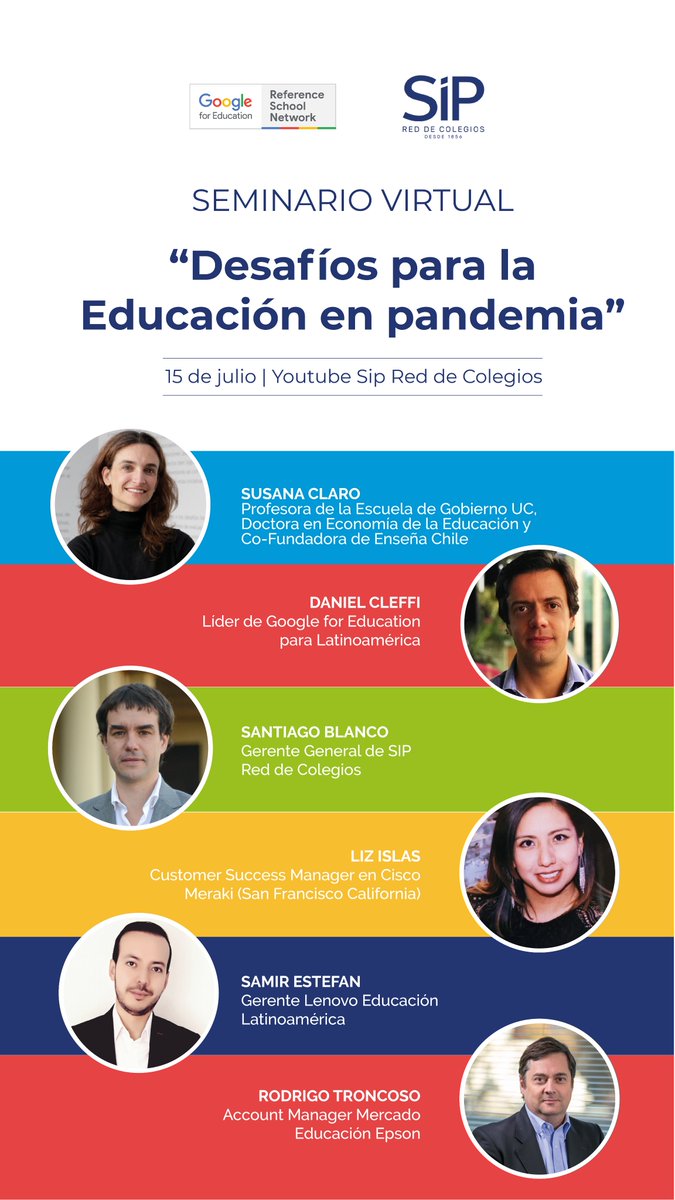 CesarCidG's tweet photo. @GoogleForEdu  y @sip_colegios  invitan a #Seminario “Desafíos de la Educación en pandemia” con excelentes panelistas. 
Una oportunidad para reflexionar y compartir experiencias sobre los desafíos y el rol que las tecnologías han jugado en el proceso https://t.co/l8qtTzJ8au https://t.co/8SYbW52suM