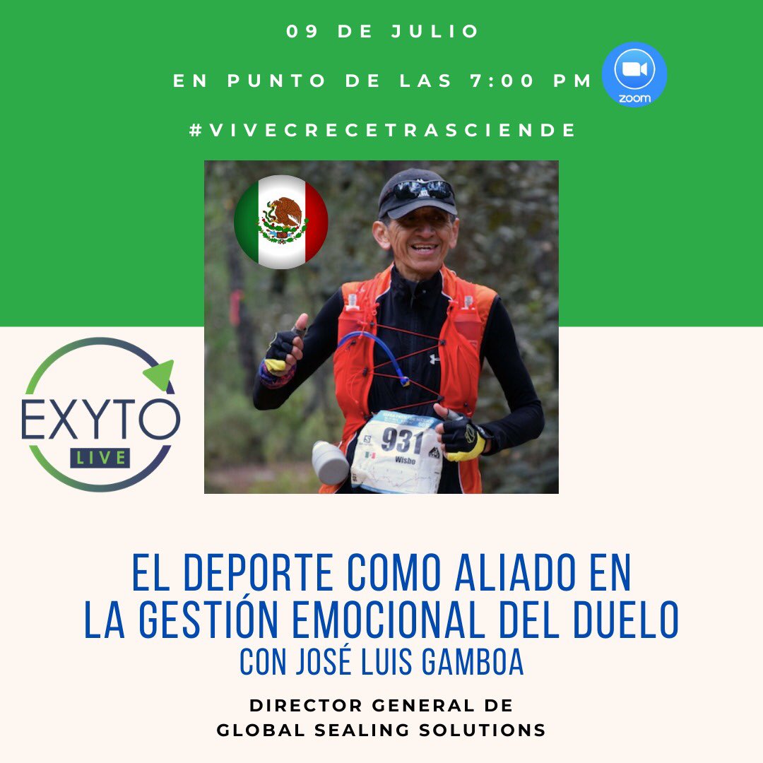 luisgamboa62's tweet photo. Hola! Te invito a la charla “El deporte como aliado en la gestión emocional del duelo” que se llevará a efecto este  jueves 09 de julio a las 19:00 horas (Horario central Mexico). 
Te dejo el link para registro en Zoom
https://t.co/OVf5iDIymP https://t.co/tmCiDGYEM4