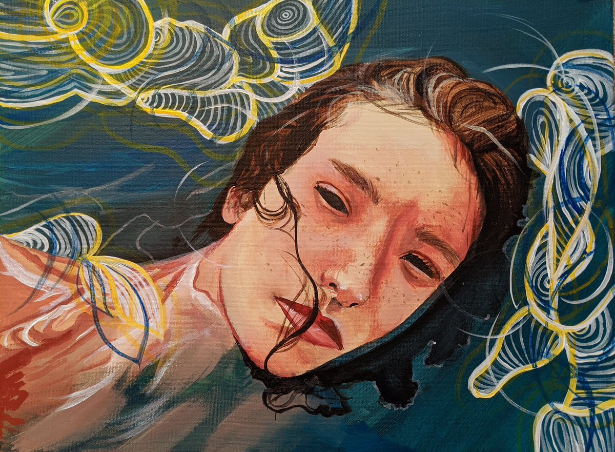 AmandaSeq's tweet photo. "Late nights in the middle of June,
Heat waves been faking me out," @GlassAnimals
Gonna be a summer of art. Acrylic, ~4 hours. #yql #yqlart https://t.co/tCdtw7X85z