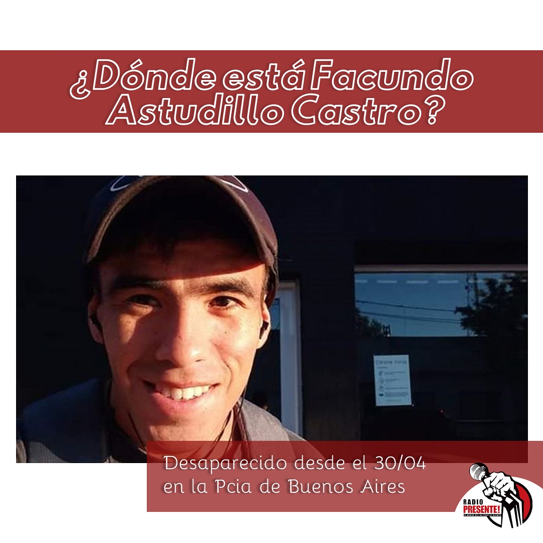 presenteradio's tweet photo. ¿DÓNDE ESTÁ FACUNDO? 

Facundo Astudillo Castro salió de su casa en Pedro Luro, dentro del partido Villarino, Provincia de Buenos Aires el 30 de abril rumbo a Bahía Blanca. https://t.co/HgAW7FiAvM