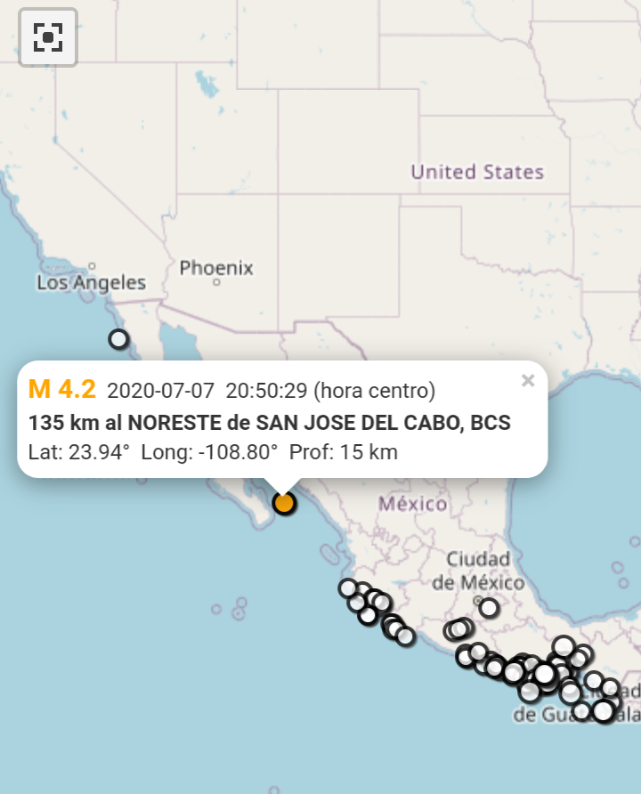 CasimiroMedia's tweet photo. A M4.2 #earthquake in Baja California Mexico. Near by La Paz, and Mazatlan Sinaola. Way East ward is the State of Durango. This area spot is the furthest South point of the San Andreas Fault ! 07/07/2020 #simso https://t.co/izw5lwU0wS