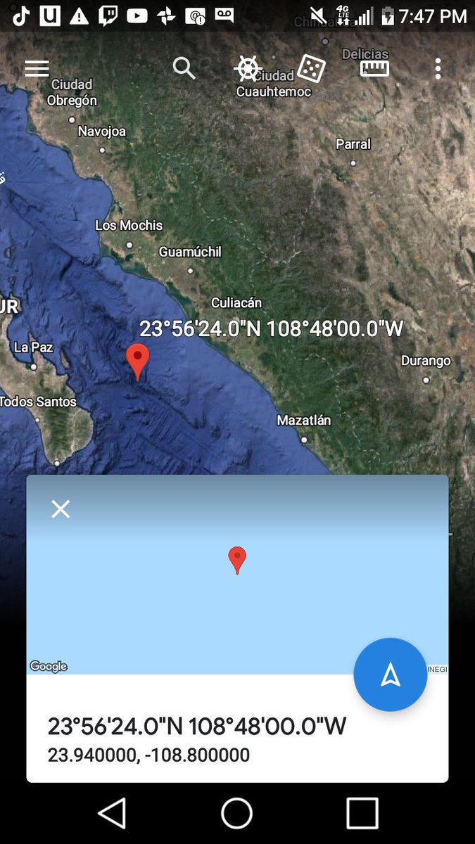 CasimiroMedia's tweet photo. A M4.2 #earthquake in Baja California Mexico. Near by La Paz, and Mazatlan Sinaola. Way East ward is the State of Durango. This area spot is the furthest South point of the San Andreas Fault ! 07/07/2020 #simso https://t.co/izw5lwU0wS