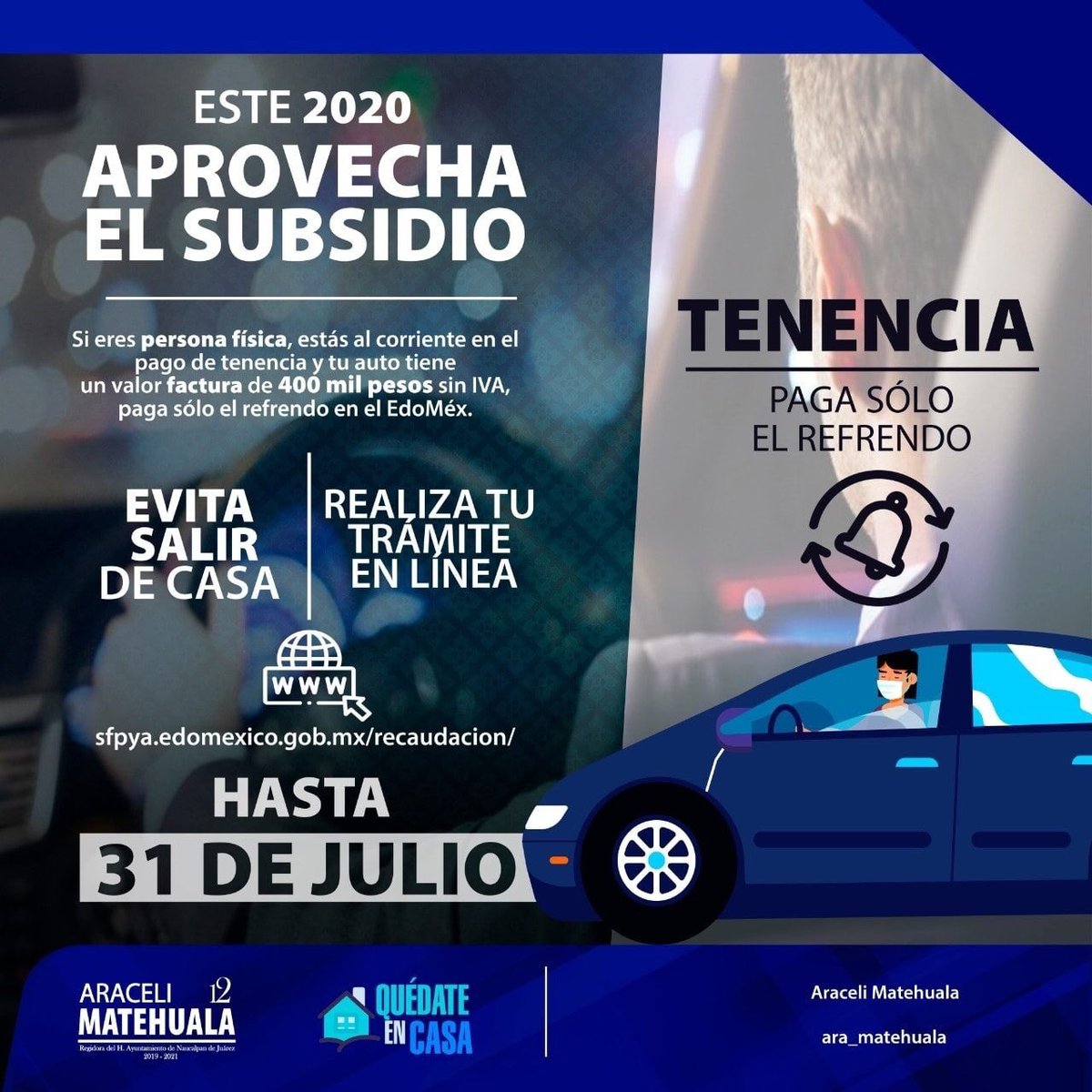 ara_matehuala's tweet photo. Choferes, automovilistas, dueños de transporte y arrendatarios, atención, está información les interesa.
#la12teinforma #R12 #AraceliMatehuala #ComisióndePoblación #Naucalpan #EdoMéx #7Mayo #COVIDー19 #COVID #COVID19 https://t.co/unqV4CYzvj