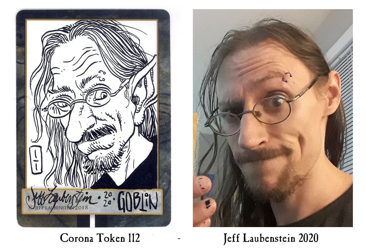 IllustratorJeff's tweet photo. It's Tuesday night. Been listening to #RINGOSTARR80 & working on commissions. Say hello to #CoronaToken #112. Sleep well and as Ringo says. PEACE AND LOVE. Cheers. #MtgCustomtokens #mtgGOBLINtoken #illustrationart #illustration #workathome #MTG #GOBLIN #CFB #StarCityGames https://t.co/J8goPO7nM0