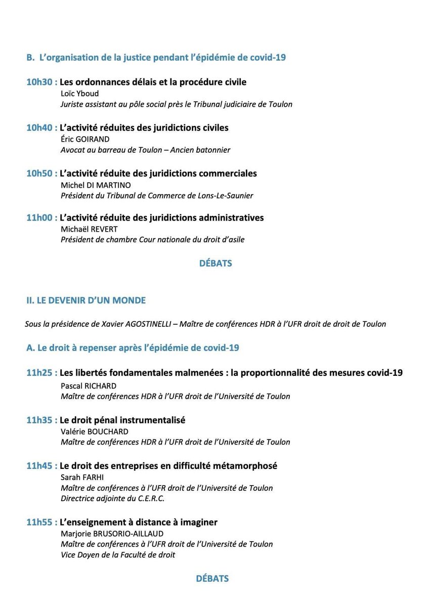 Cerc83's tweet photo. Le CERC organise vendredi un colloque sur « covid-19 et droit ». Venez nombreux ! Pour vous connecter, suivez les liens Zoom de l’affiche ! https://t.co/ry2fs6ZA8Y