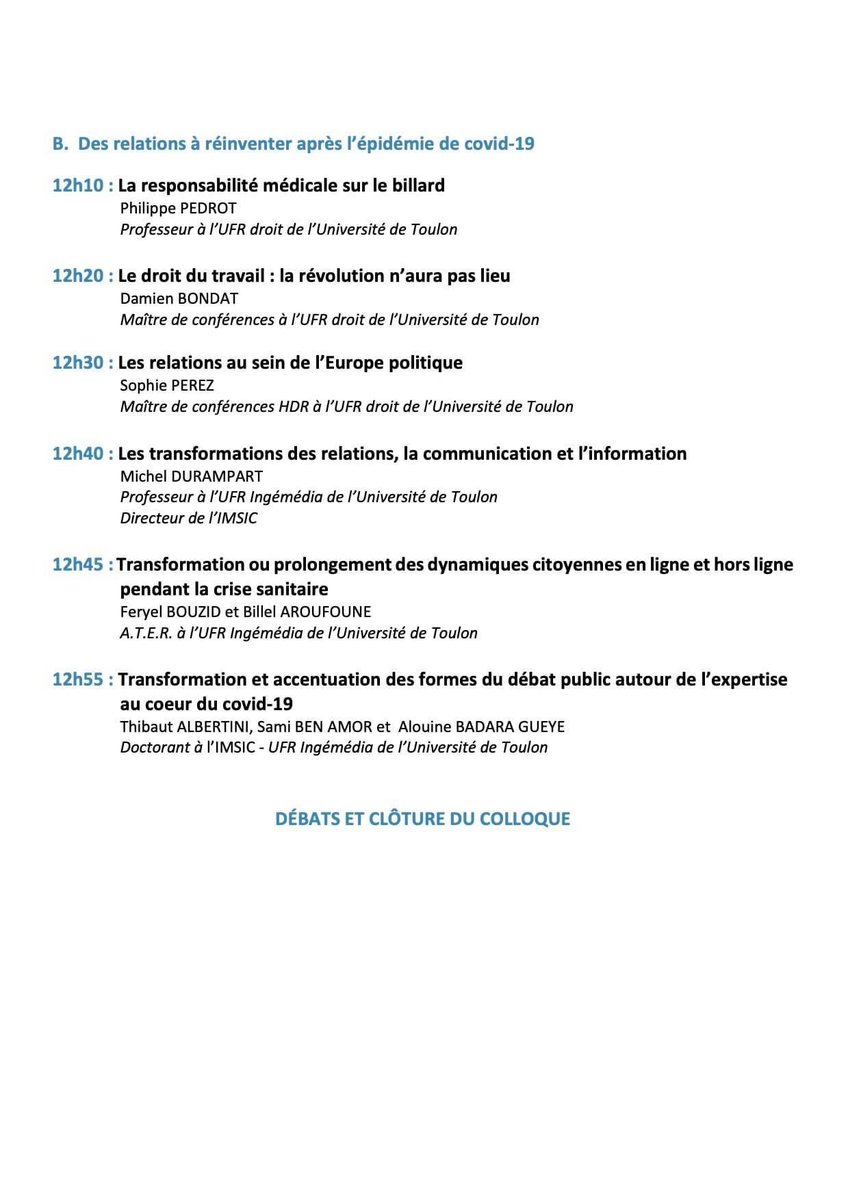 Le CERC organise vendredi un colloque sur « covid-19 et droit ». Venez nombreux ! Pour vous connecter, suivez les liens Zoom de l’affiche !