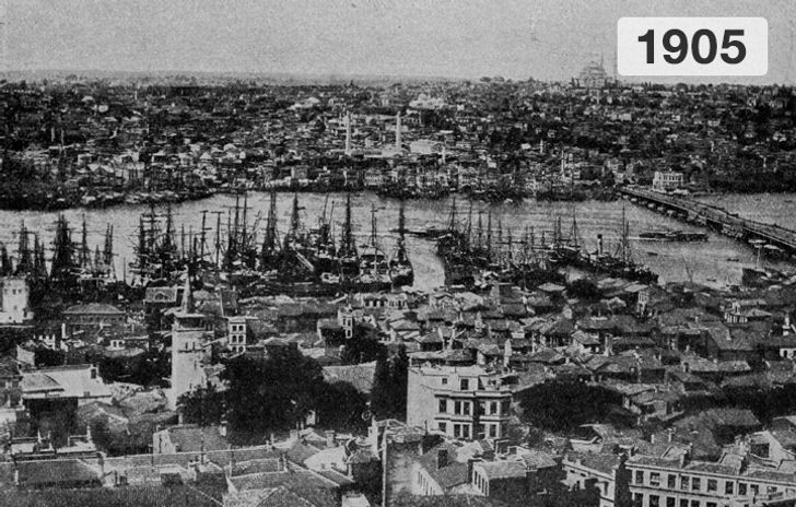 5. Istanbul, Turkey in 1905 and now