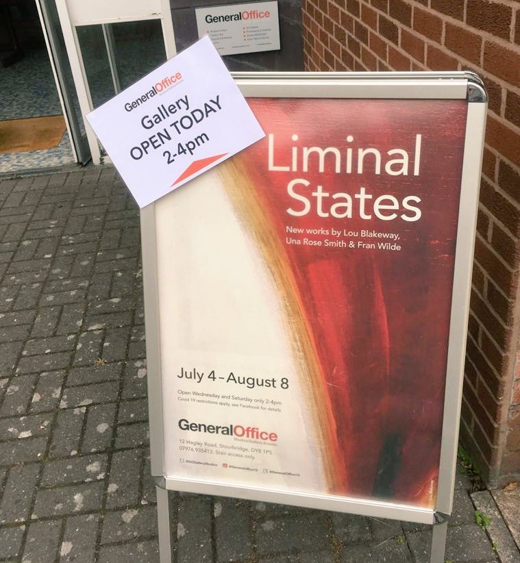 GeneralOffice12's tweet photo. Good morning! Reminder we are open 2-4pm today for you to visit the exhibition 'Liminal States'. The gallery space is organised and restricted for Covid-19. (see our previous posts) Group exhibition from @loublakeway #franwilde #unarosesmith https://t.co/3AphtAGAWq