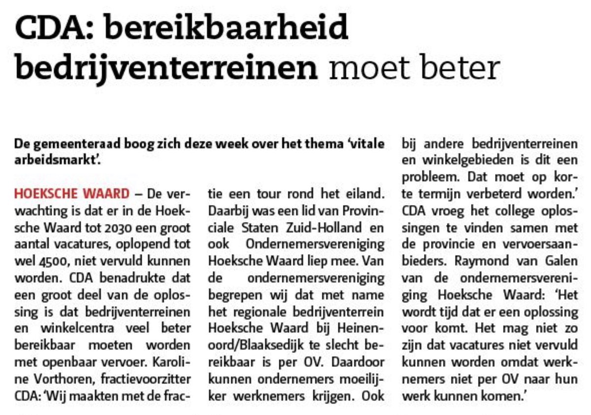 CDAHW's tweet photo. Vandaag in Het Kompas: CDA Hoeksche Waard wil betere bereikbaarheid van   bedrijventerreinen en winkelgebieden per openbaar vervoer. Dat helpt bedrijven om werknemers aan te trekken. En dat is belangrijk voor onze arbeidsmarkt! 🚌👍💚
#bereikbaarheid #TeamCDAHW #HoekscheWaard https://t.co/VlxYRdudHX