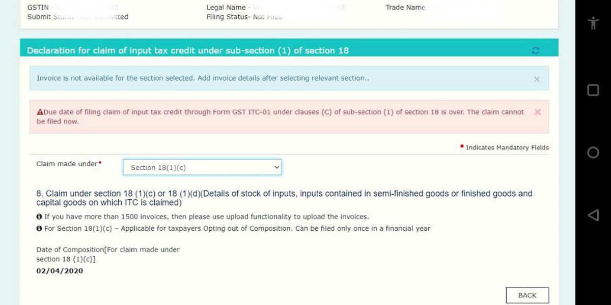 akshaygugale's tweet photo. Notif. 35/20 &amp; 55/20 says all compliances falling between 20th Mar till 29th Aug can be done before 31st Aug. Still the portal is not allowing to file ITC-01, saying due date expired. GSTN Allows to file ITC-03 &amp; pay gst if opted in composition till 31st Jul, why not this? https://t.co/vD7cel7Y4j