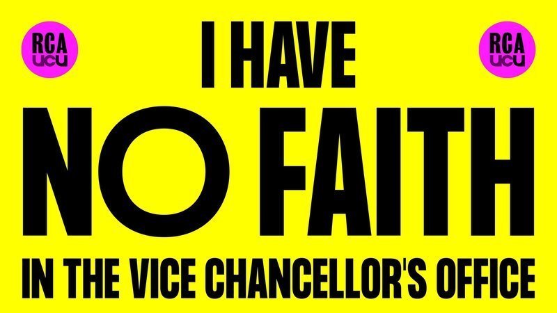 We asked our members: Do you have faith in the vice chancellor's office? 86.66% said NO! 11.33% abstained &amp; 2% said yes. We had a 76.53% turn out! So proud of our branch! We will no longer be silent! The 
<a href="/RCA/">Royal College of Art</a>
 must change its ways &amp; its governing council must sit up &amp; listen