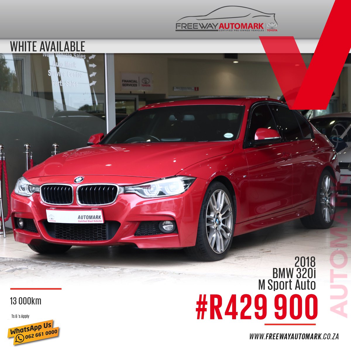 Freeway_Group's tweet photo. 2018
BMW 320i
M Sport Auto
13 000km
Now only: R429 900
T’s & C’s apply
Whatsapp📱us on 062 661 0000
Or
Call ☎️ us on 011 661 0000
#FreewayGroup #FreewayToyota #FreewayAutomark #Automark #UsedCars #PreOwned #BMW #BMW320i #320i #MSport #Auto #3Series https://t.co/ZSQbwJp1Io