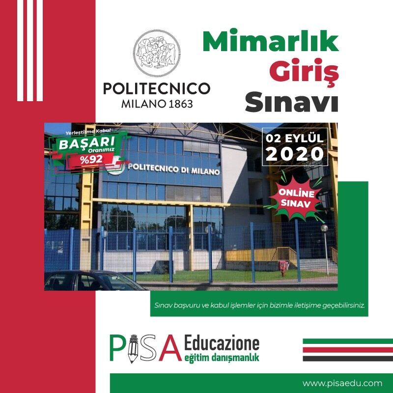 Pisa Eğitim Danışmanlık (@pisaedu) on Twitter photo Politecnico di Milano Mimarlık Bölümü Başvuru İşlemleri Başladı
Sınava başvuru ve kayıt işlemleri için bizlerle iletişime geçebilirsiniz.
Detaylı Bilgi
+90 212 544 24 15
info@pisaedu.com
pisaedu.com Politecnico di Milano Mimarlık Bölümü Başvuru İşlemleri Başladı
Sınava başvuru ve kayıt işlemleri için bizlerle iletişime geçebilirsiniz.
Detaylı Bilgi
+90 212 544 24 15
info@pisaedu.com
pisaedu.com
