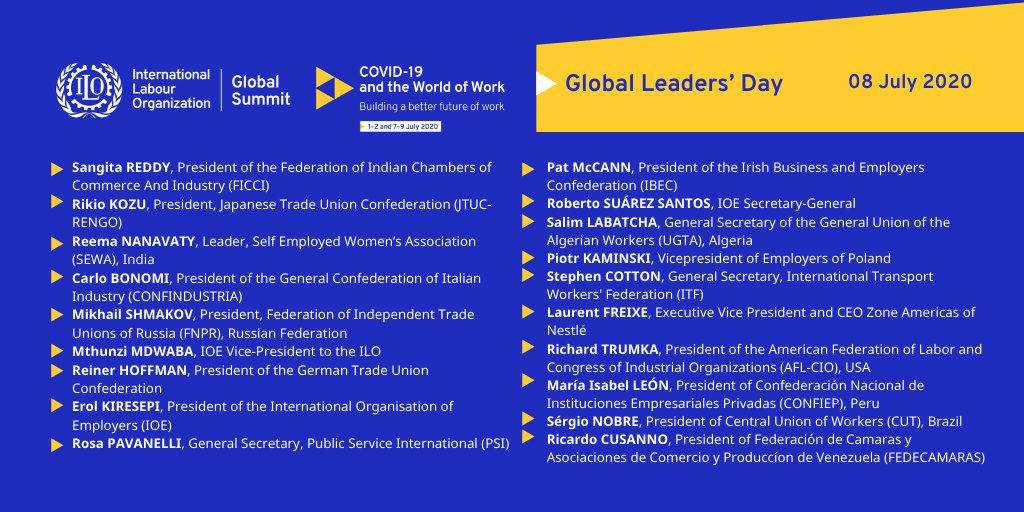 We are going to be LIVE soon!
Heads of States and Governments,
workers' and employers' representatives
All gather to discuss the challenges of the pandemic and a post-#COVID19 world of work, a #betterfutureofwork
Tune in here https://t.co/eWLtoGgmn2 https://t.co/GyoKhoqGE2