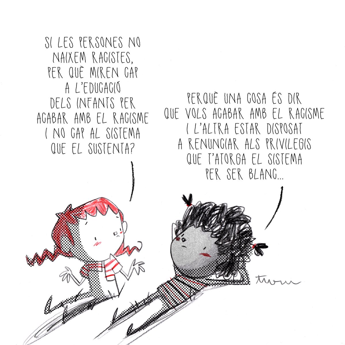 joan_turu's tweet photo. Última vinyeta abans de vacances de “Milena en qüestió” de la revista Guix d’ @EditorialGrao https://t.co/1ZGxhQGyAm
