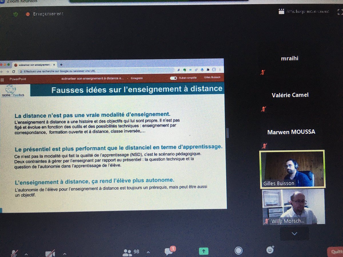 Aujourd’hui : Atelier en ligne sur « Scénariser son enseignement » avec près de 100 participants au démarrage <a href="/ParisTech_News/">ParisTech</a> #RACINE #hybridation