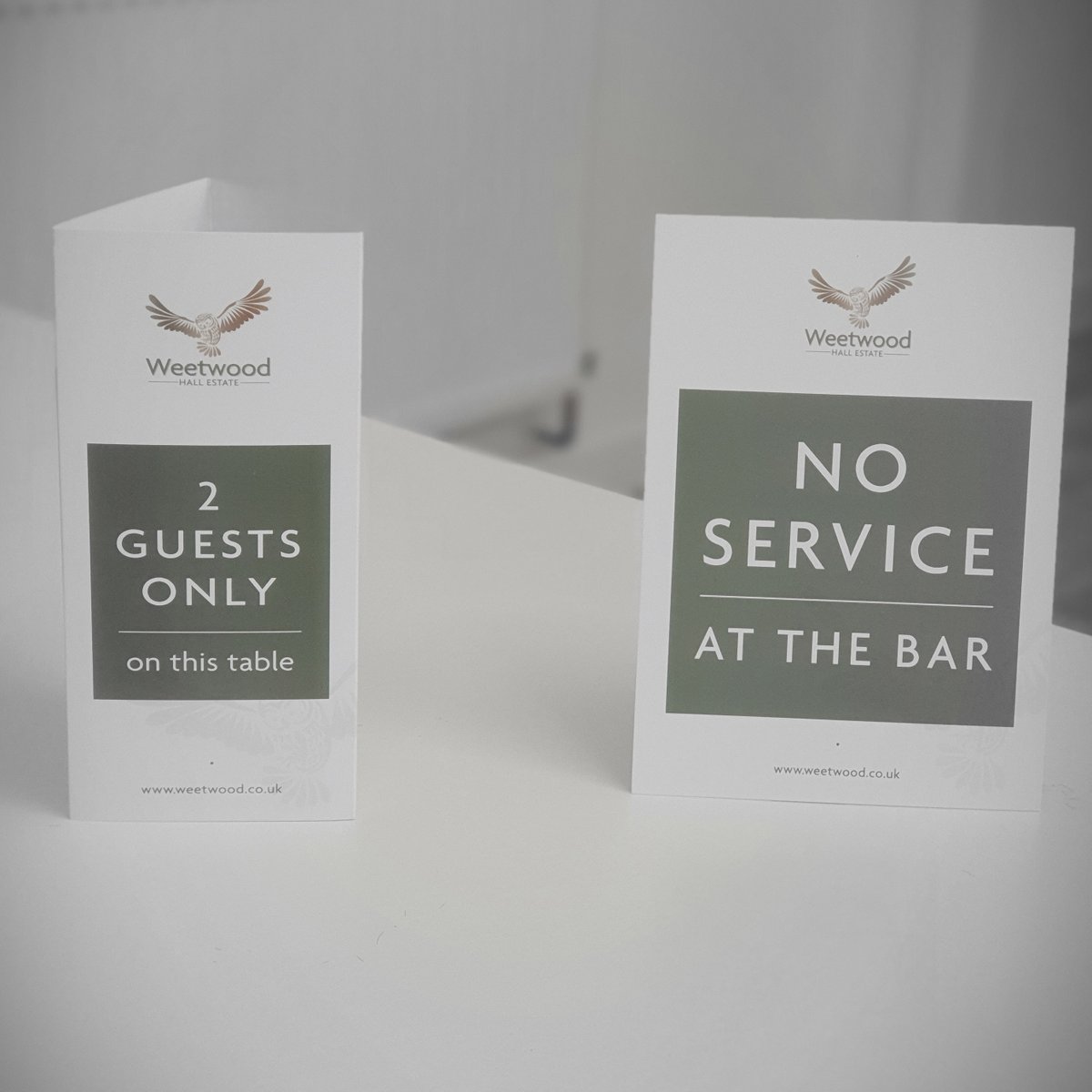 LeedsPrintingCo's tweet photo. Table Talkers and Strut cards produced for they guys at Weetwood Hall Estate. These are great solutions in hospitality for letting customers know about any restrictions to tables and areas #print #printing #leeds #strutcards #tabletalkers https://t.co/JJlMDbktKe