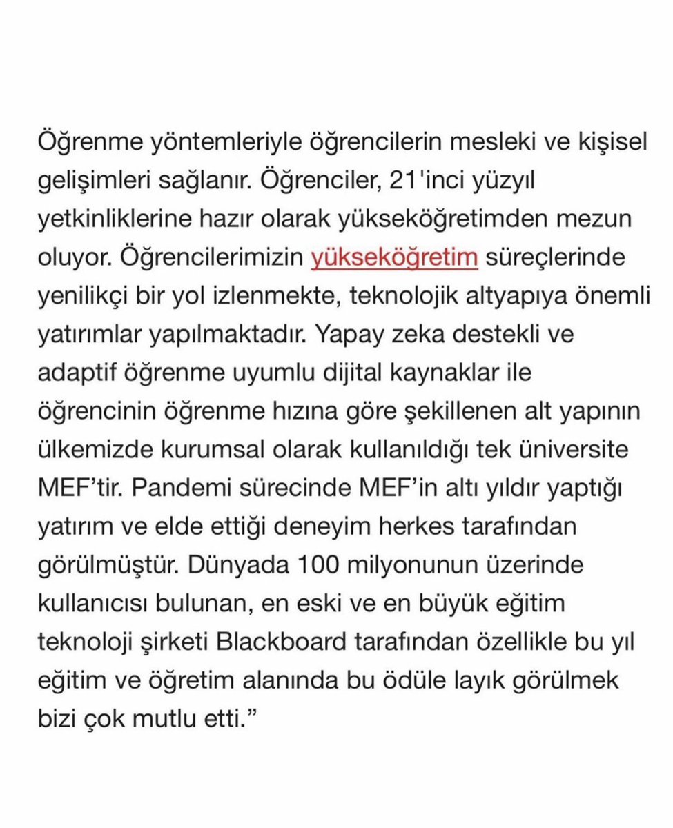 Dünyanın En Büyük Eğitim Teknolojisi Şirketinden MEF Üniversitesi'ne Ödül!