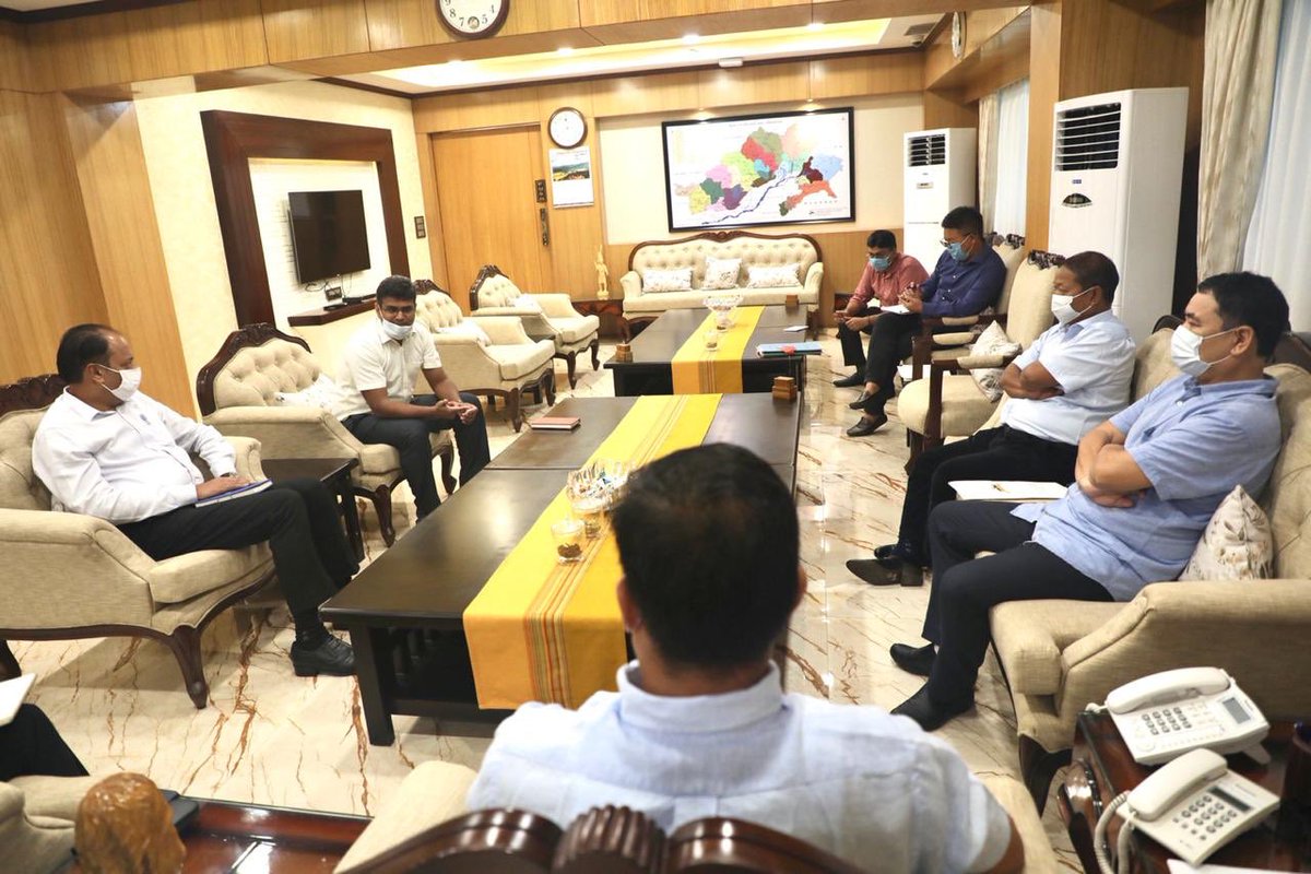 PemaKhanduBJP's tweet photo. A meeting today with officials from the state govt to discuss on #COVID19 situation. Since #coronavirus is here to stay, we are gearing to ramp up healthcare capacity and testing in a big way. 
Also approval accorded for creation of additional 250 posts of Nurses under NHM. https://t.co/wB0QKIznCc