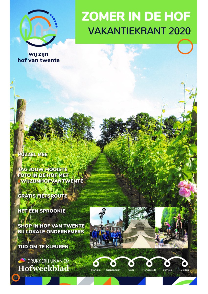 hof_marketing's tweet photo. Vandaag valt bij 22.000 huishoudens in @gemhofvantwente  en een deel van Hengelo de extra uitgave Zomer in de Hof Vakantiekrant 2020 op de deurmat, als bijlage bij het @Hofweekblad. Nog eens 7.000 zijn voor verblijfsaccommodaties. 
https://t.co/KdX5NWCAMe https://t.co/pNrf5hYLxU